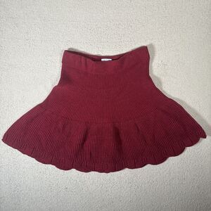 Leif Notes Skirt Wool Blend Fit And Flare Women’s Size M Burgundy‎ Chunky Knit